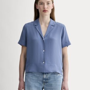 The Notch Shirt in Washable Silk | French Blue