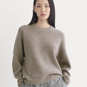 The Cocoon Crew in Wool Cashmere | Light Heathered Taupe
