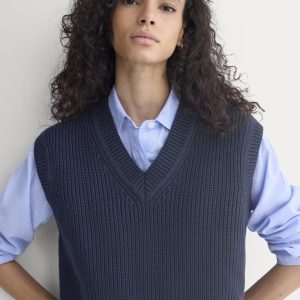 Ribbed V-Neck Vest in Everyday Cotton | Navy