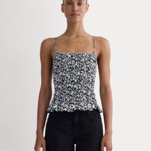 The Smocked Tank | Bone / Black Floral