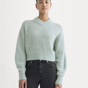 Cropped Cocoon Sweater in Alpaca | Heather Gray Mist