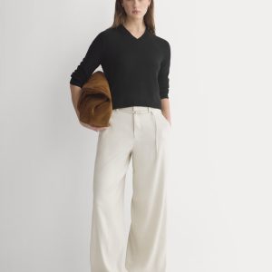 Wide-Leg Belted Pant in Stretch Linen | Birch | Long