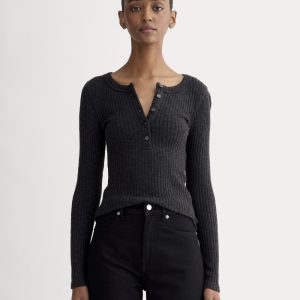 The Cozy Rib Henley | Black