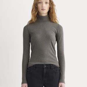 The Luxe Rib Turtleneck | Washed Heathered Fatigue