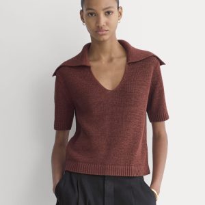 Open Collar Polo | Henna Red