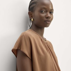 The Gathered Neck Top | Carob Brown