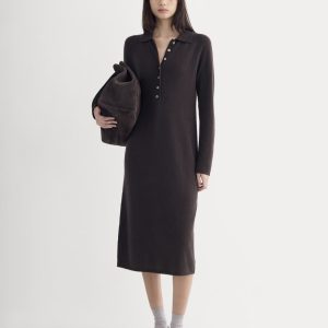 Cashmere Polo Midi Dress | Dark Chocolate