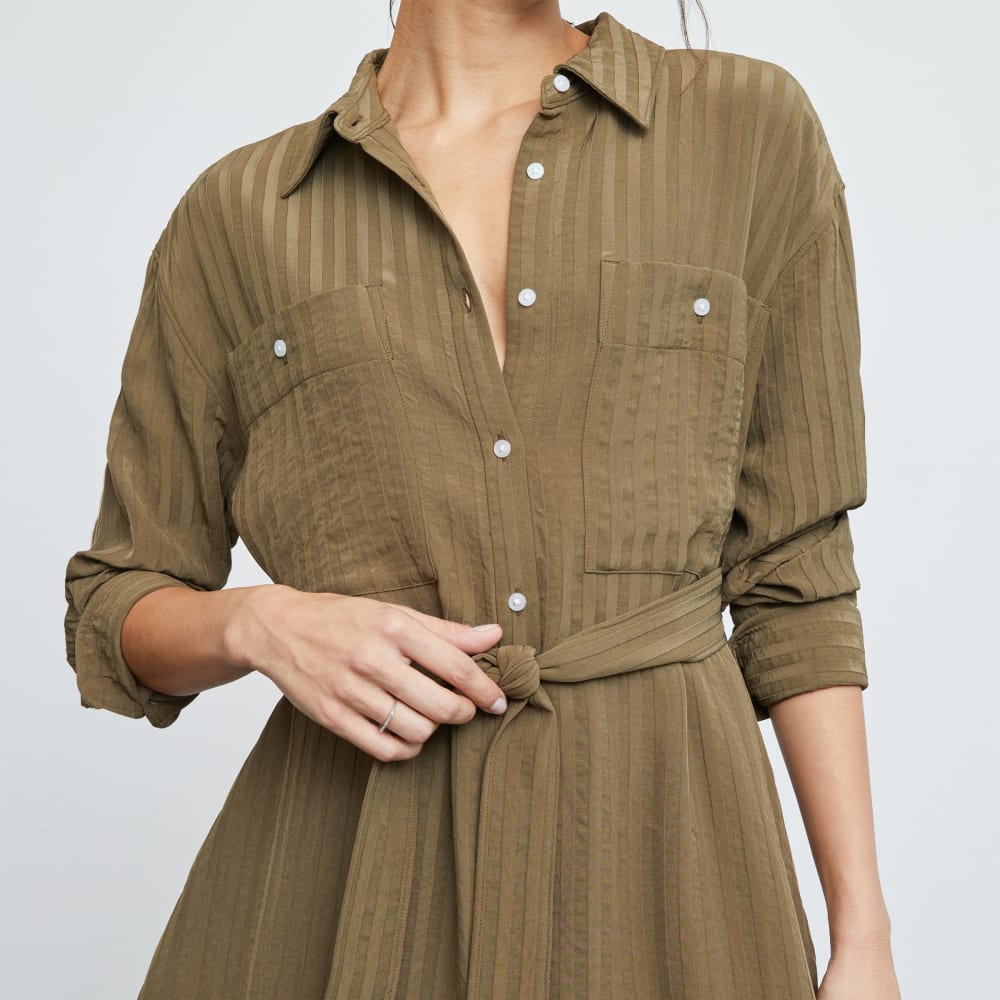 The City Stripe Draped Shirt Dress | Beech - Image 4