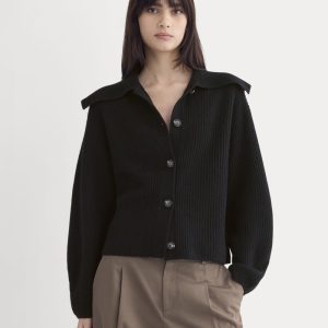 Fisherman Cardigan in Wool Cashmere | Black