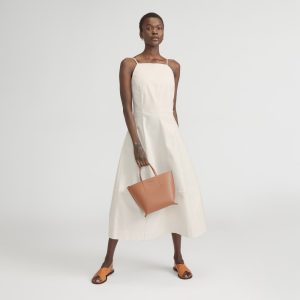 The Structured Cotton Bell Dress | Bone