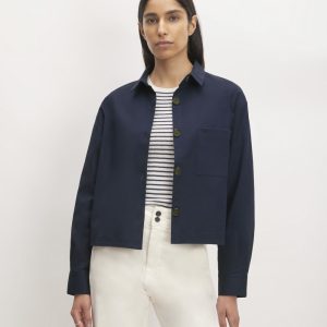 The Structured Cotton Cropped Shirt | Navy