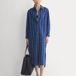 Midi Shirtdress in Ultrasoft Cotton | Estate Blue/Open Air/White
