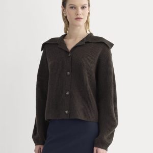 Fisherman Cardigan in Wool Cashmere | Americano Brown