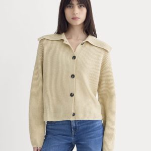 Fisherman Cardigan in Wool Cashmere | Heather Light Camel