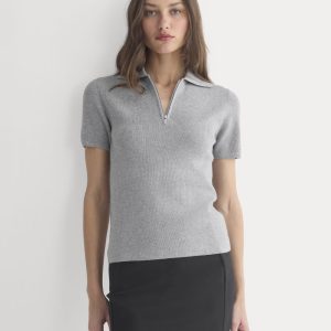 Knit Quarter-Zip Polo | Light Heathered Grey