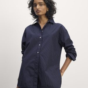 The Supima? Cotton Boyfriend Shirt | Navy / White
