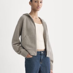 Full-Zip Hoodie in Wool Cashmere | Oatmeal