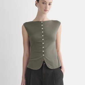 Sleeveless Button-Up in Butterluxe | Taupe