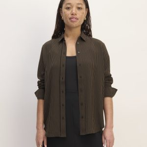 The City Stripe Relaxed Shirt | Cocoa / Black