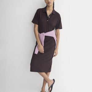 Pique Polo Short-Sleeve Dress | Dark Chocolate