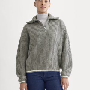 The Half-Zip Sweater in Luxe Merino |  Heathered Grey