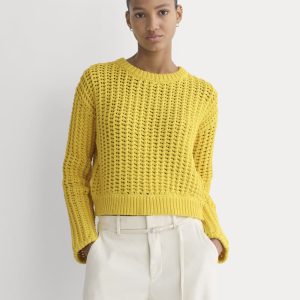 Open-Knit Crew in Elevated Cotton | Passion Fruit