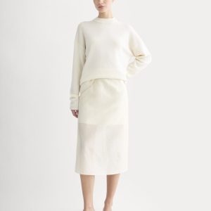 Midi Skirt in Cotton-Silk Organza | Parchment