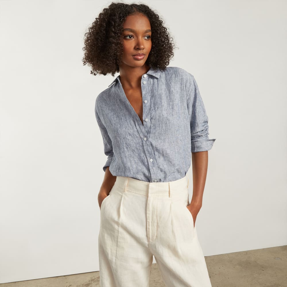 The Must-Have Shirt in Linen | Blue Pinstripe - Image 7