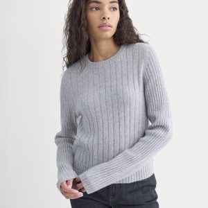 Mix Ribbed Crew in Cashmere | Light Heather Grey