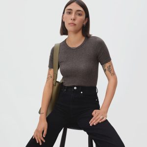 The Pima Micro-Rib Crew Tee | Heathered Fatigue