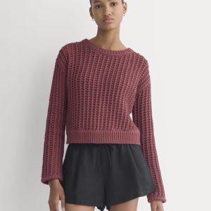 Open-Knit Crew in Elevated Cotton | Henna Red