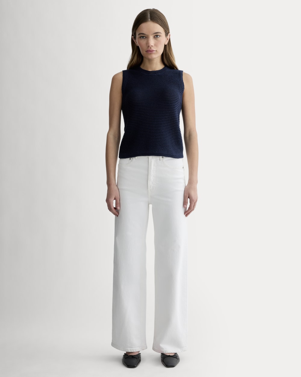 The Organic Cotton Open-Stitch Tank | Navy - Image 3