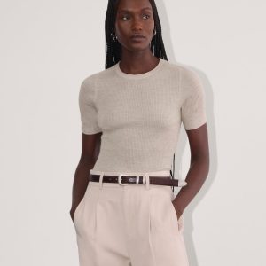 The Sweater Tee in Ultrasoft Merino | Heather Oatmeal