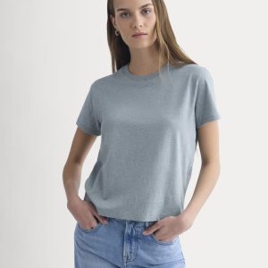 The Box-Cut Tee in Essential Cotton | Heathered Sea | No Pocket