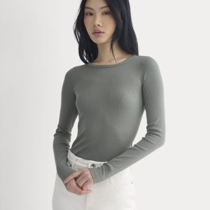The Luxe Rib Long-Sleeve Crew | Agave Green