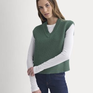 Ribbed V-Neck Vest in Everyday Cotton | Hunter Green