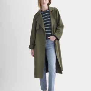 Drapey Twill Trench | Olive Night