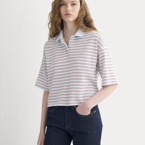 Pique Boxy Polo | Skywriting/Henna/Gardenia
