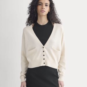 Deep V-Neck Cardigan in Cotton Merino | Canvas
