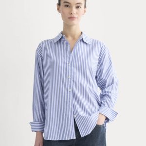 Everyday Shirt in Silky Cotton | Bone / Mazarine Blue