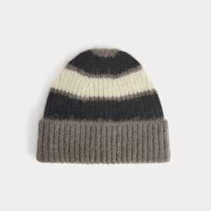Plush Alpaca Beanie | Mid Grey Heather/Black/Bone