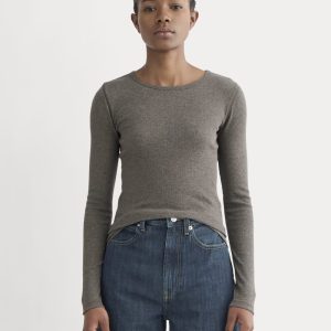 The Luxe Rib Long-Sleeve Crew | Washed Heathered Fatigue