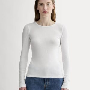 The Luxe Rib Long-Sleeve Crew | White