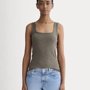 The Luxe Rib Square-Neck Tank | Heathered Fatigue