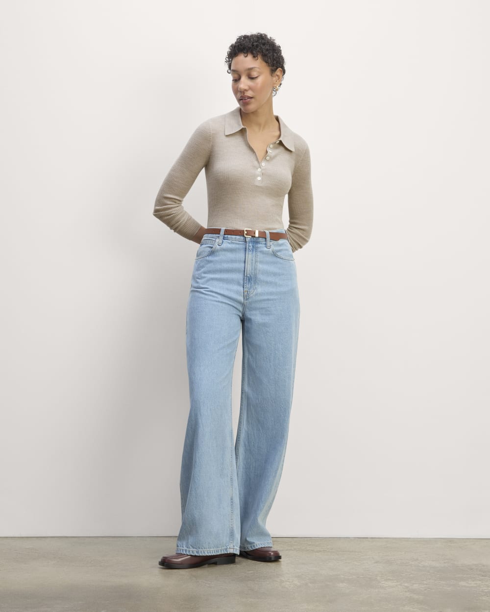 The Polo in Ultrasoft Merino | Heather Oatmeal - Image 3