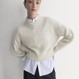 Cropped Cocoon Sweater in Alpaca | Almond