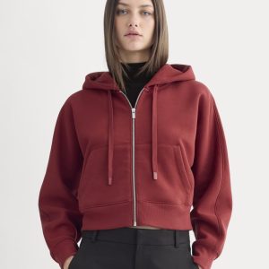 Luxe Fleece Full-Zip Cropped Hoodie | Merlot