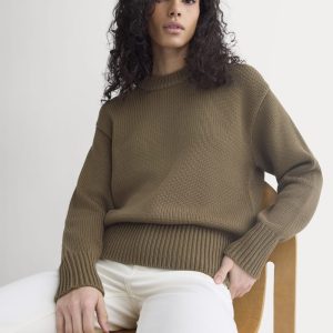 Oversized Cocoon Crew in Elevated Cotton | Beech