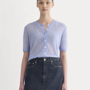 The Air Alpaca? Short-Sleeve Cardigan | Soft Blue