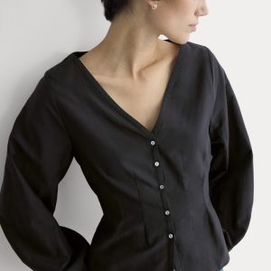 Balloon Sleeve Top in Cotton Silk | Black